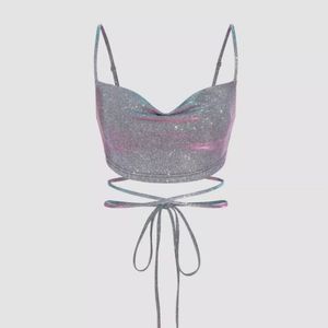 Glitter waist tied tank top